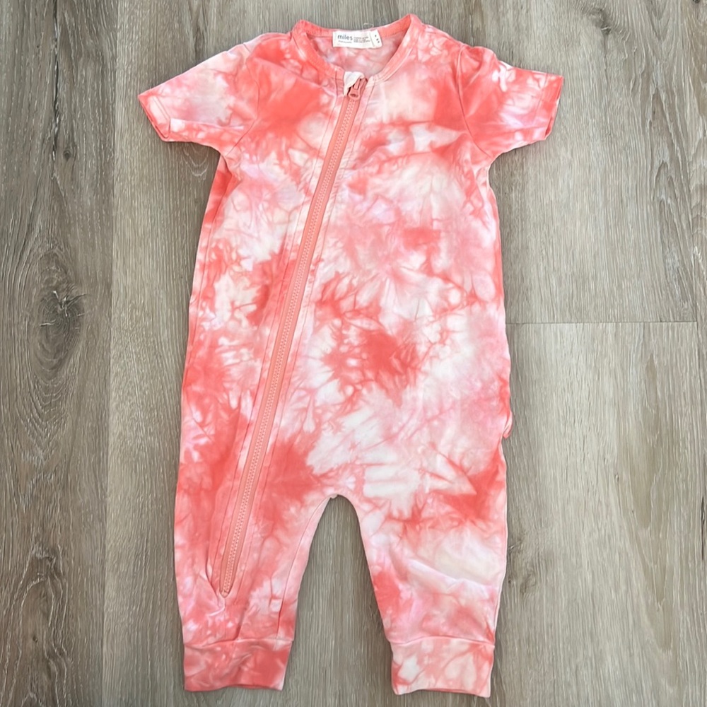 Miles Pink Short Sleeve Tie Dyed Jumpsuit Size 6 Months